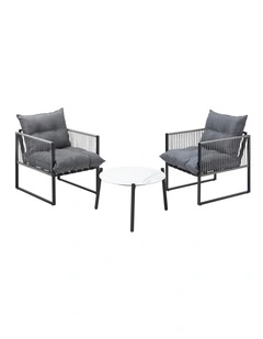 Livsip 3PCS Outdoor Patio Setting Table Chairs White 50cm Coffee Table