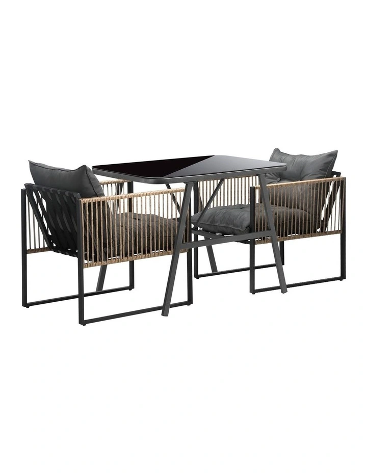 Livsip Outdoor Dining Setting 2 Seater Lounge Patio Furniture Table Chairs Set image 1