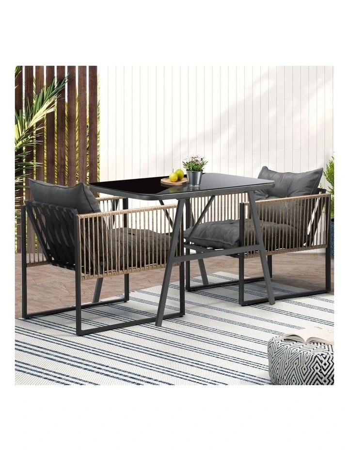 Livsip Outdoor Dining Setting 2 Seater Lounge Patio Furniture Table Chairs Set image 4