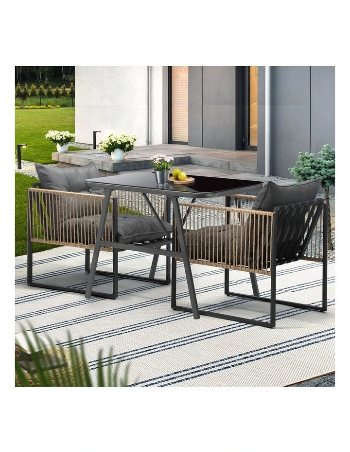 Livsip Outdoor Dining Setting 2 Seater Lounge Patio Furniture Table Chairs Set image 5