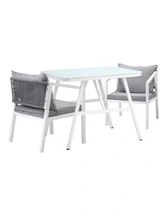 Livsip Outdoor Dining Set Marble-style Table Garden Patio Furniture Setting 3PCS