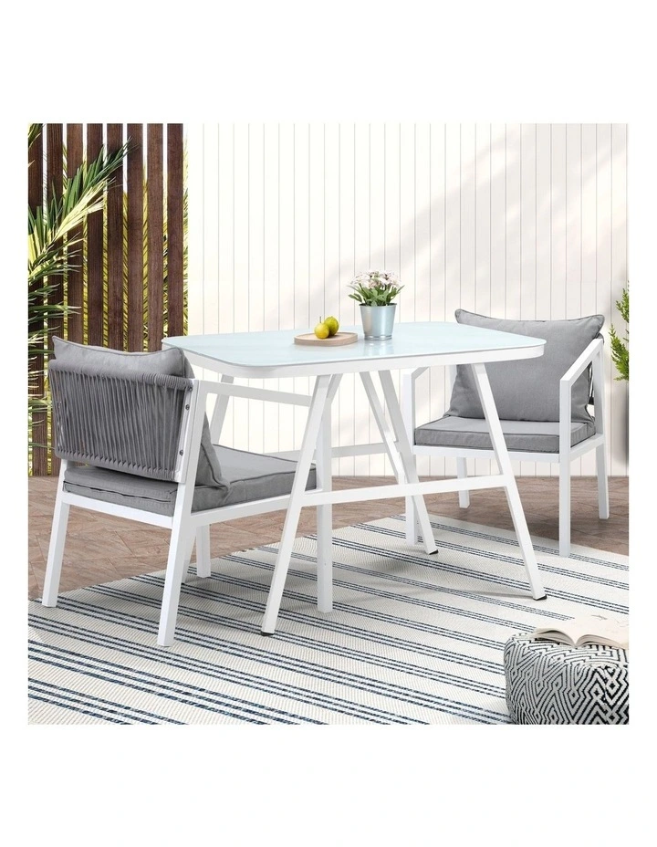 Livsip Outdoor Dining Set Marble-style Table Garden Patio Furniture Setting 3PCS image 4