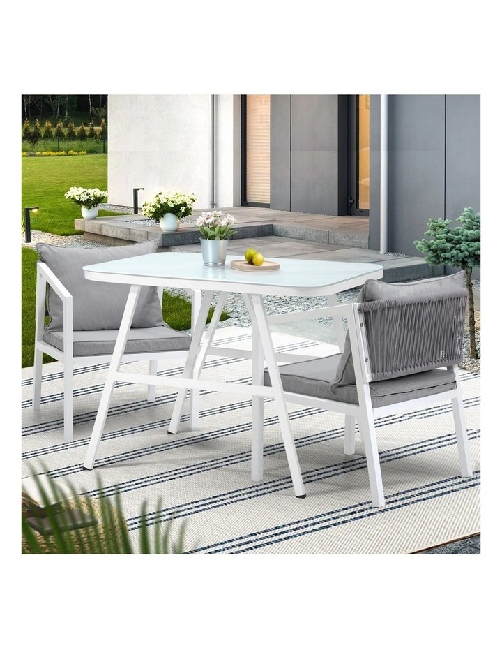 Livsip Outdoor Dining Set Marble-style Table Garden Patio Furniture Setting 3PCS image 5