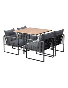 Livsip 5PCS Outdoor Dining Set Patio Furniture Garden Table Chairs with Cushions