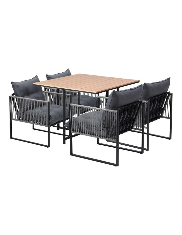 Livsip 5PCS Outdoor Dining Set Patio Furniture Garden Table Chairs with Cushions image 1