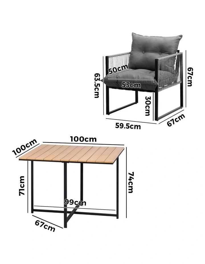 Livsip 5PCS Outdoor Dining Set Patio Furniture Garden Table Chairs with Cushions image 3