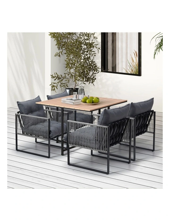Livsip 5PCS Outdoor Dining Set Patio Furniture Garden Table Chairs with Cushions image 4
