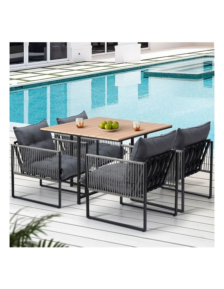 Livsip 5PCS Outdoor Dining Set Patio Furniture Garden Table Chairs with Cushions image 5