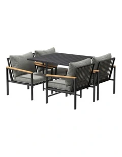 Livsip Outdoor Dining Set Black Table and Chairs 5PCS Patio Furniture Setting