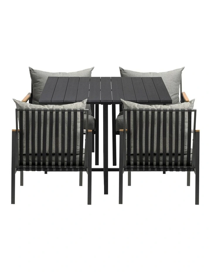 Livsip Outdoor Dining Set Black Table and Chairs 5PCS Patio Furniture Setting image 2