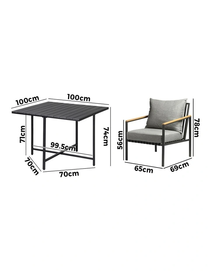 Livsip Outdoor Dining Set Black Table and Chairs 5PCS Patio Furniture Setting image 3