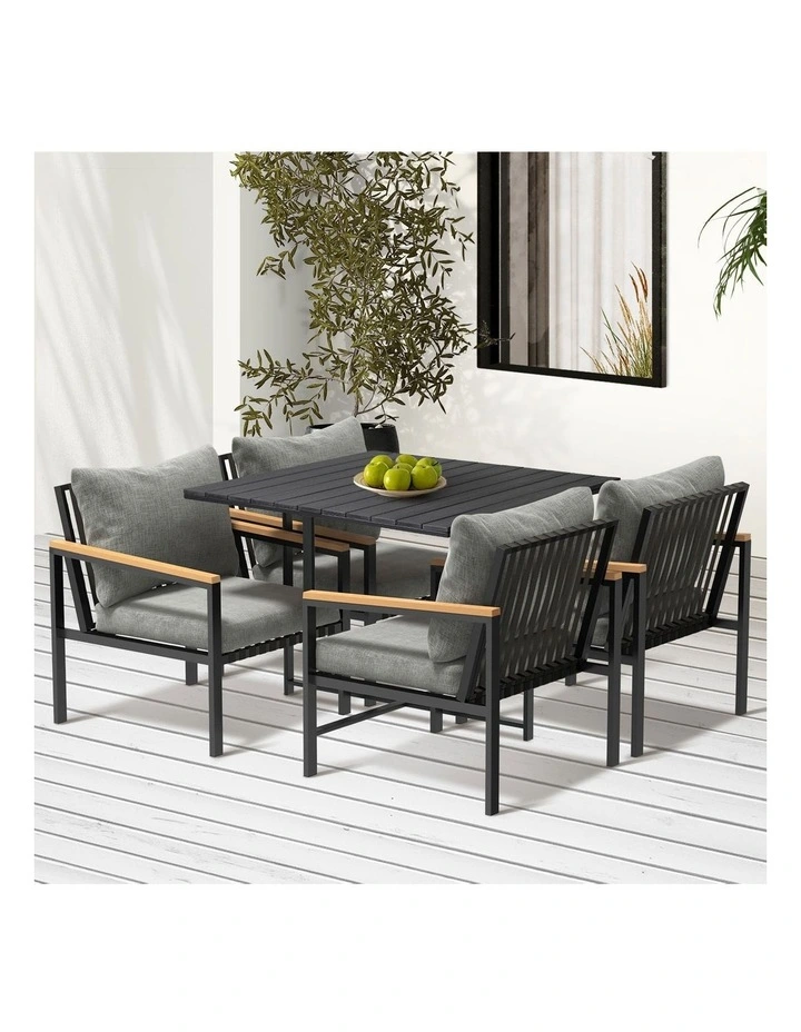 Livsip Outdoor Dining Set Black Table and Chairs 5PCS Patio Furniture Setting image 4
