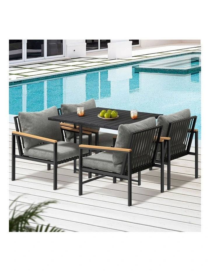 Livsip Outdoor Dining Set Black Table and Chairs 5PCS Patio Furniture Setting image 5