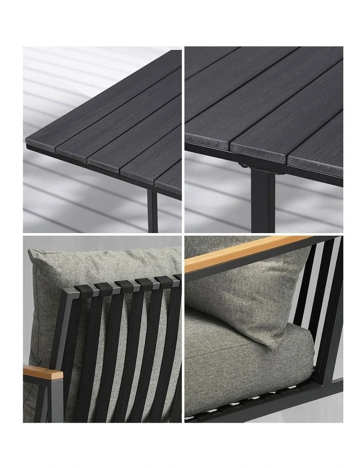 Livsip Outdoor Dining Set Black Table and Chairs 5PCS Patio Furniture Setting image 6