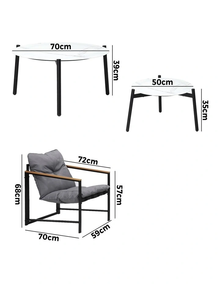 Livsip 6PC Outdoor Patio Furniture Set Round White Marble Table Sets image 3