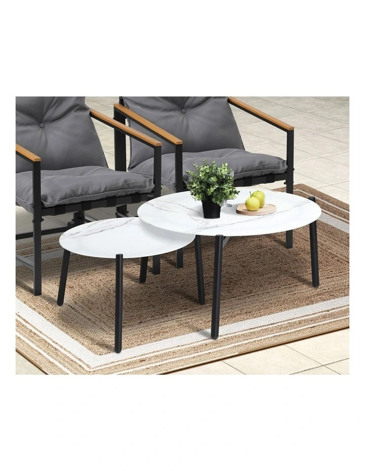 Livsip 6PC Outdoor Patio Furniture Set Round White Marble Table Sets image 6