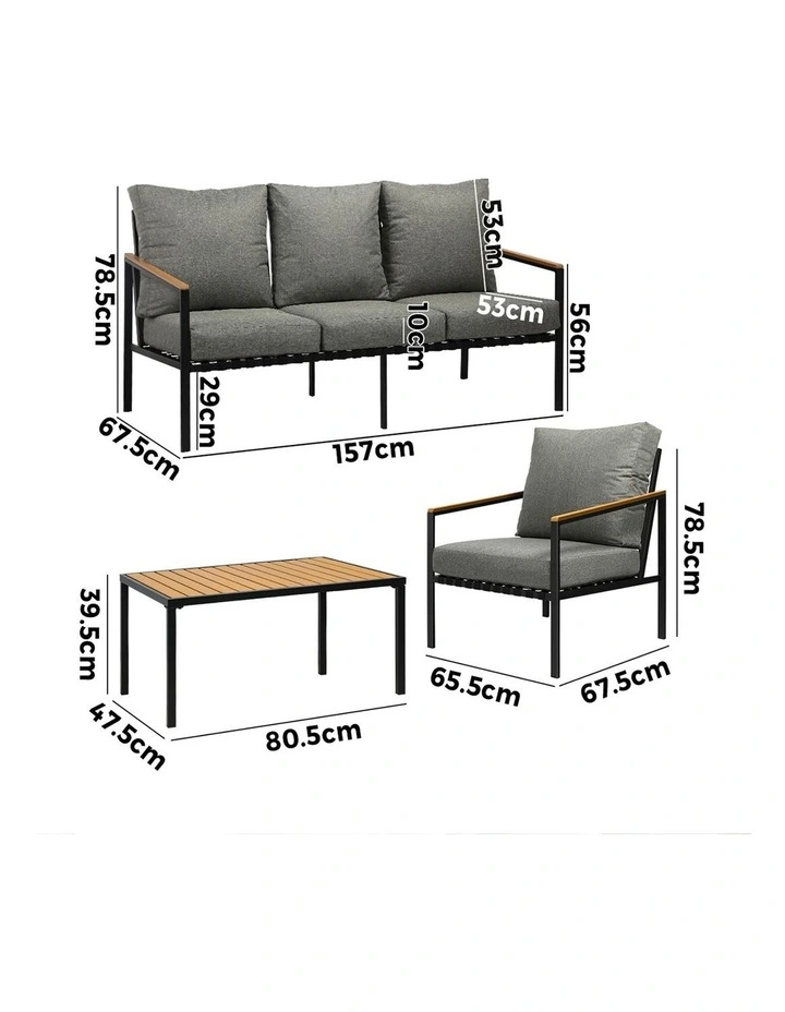 Livsip Outdoor Sofa Set Lounge Setting Dining Table Chairs image 3