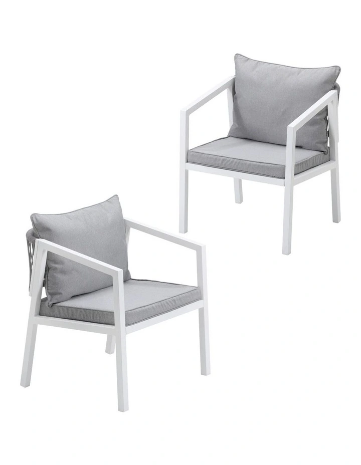 Livsip 2PCS Outdoor Furniture Chairs Garden Patio Lounge Set Steel Frame White image 1