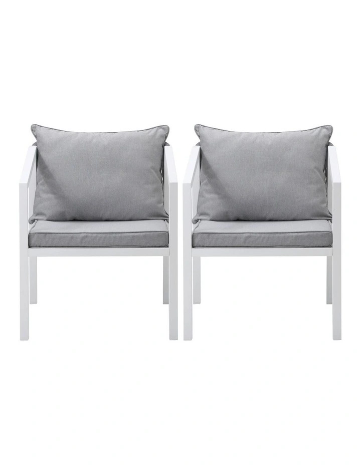 Livsip 2PCS Outdoor Furniture Chairs Garden Patio Lounge Set Steel Frame White image 2