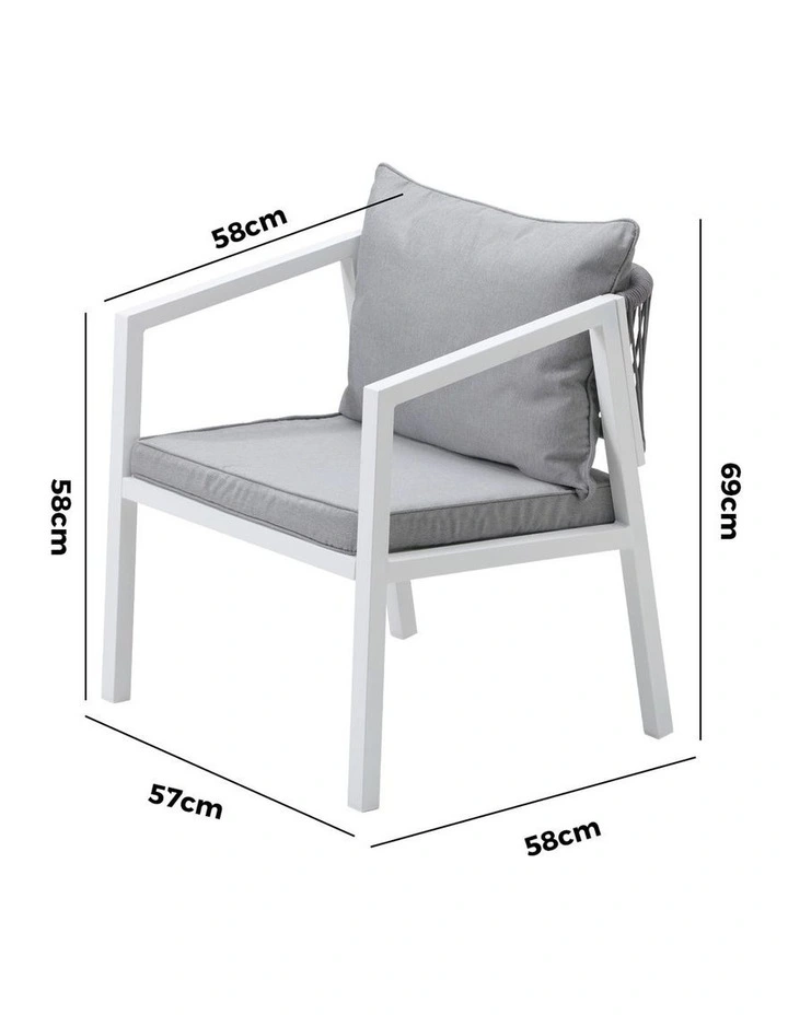 Livsip 2PCS Outdoor Furniture Chairs Garden Patio Lounge Set Steel Frame White image 3