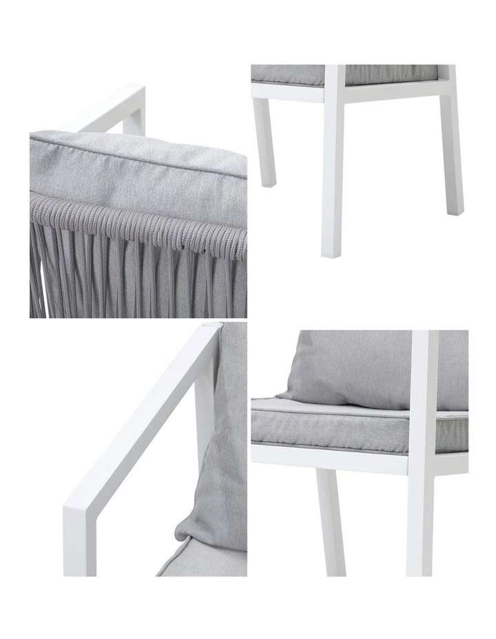 Livsip 2PCS Outdoor Furniture Chairs Garden Patio Lounge Set Steel Frame White image 6