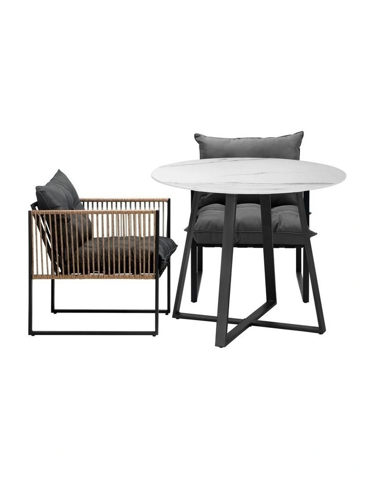 Livsip Outdoor Dining Set Furniture 2 Seater Patio Setting Sintered Stone Table image 2