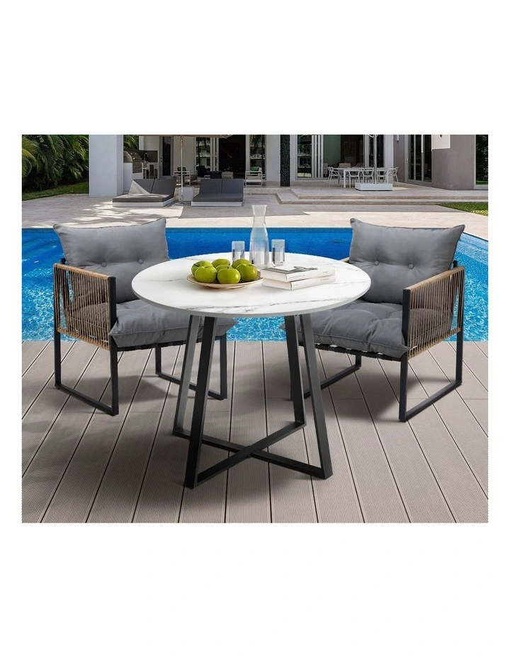 Livsip Outdoor Dining Set Furniture 2 Seater Patio Setting Sintered Stone Table image 5