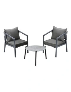 Livsip 3PCS Outdoor Patio Setting Furniture Lounge Set Grey 50cm Coffee Table