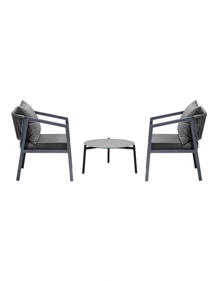 Livsip 3PCS Outdoor Patio Setting Furniture Lounge Set Grey 50cm Coffee Table image 2