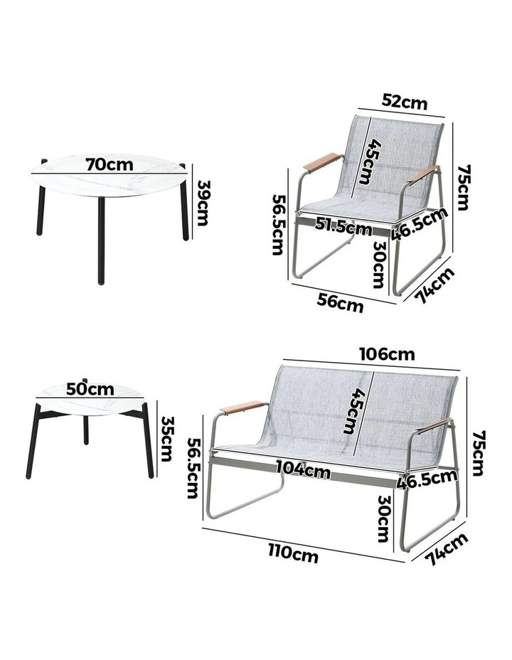 Livsip 4 Seater Outdoor Lounge Setting Furniture Patio Coffee Table Set Armchair image 3