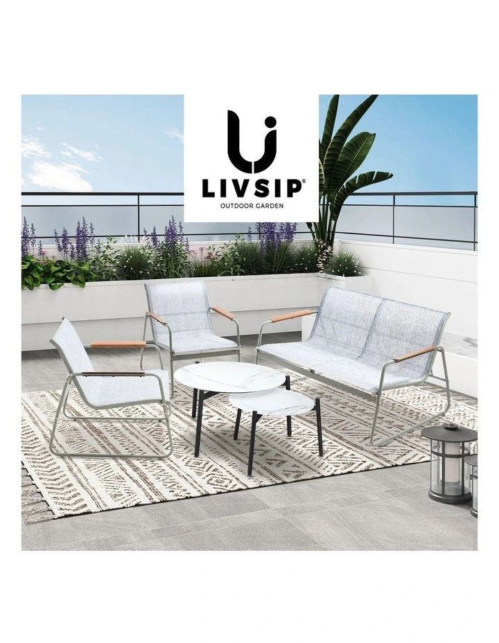 Livsip 4 Seater Outdoor Lounge Setting Furniture Patio Coffee Table Set Armchair image 7