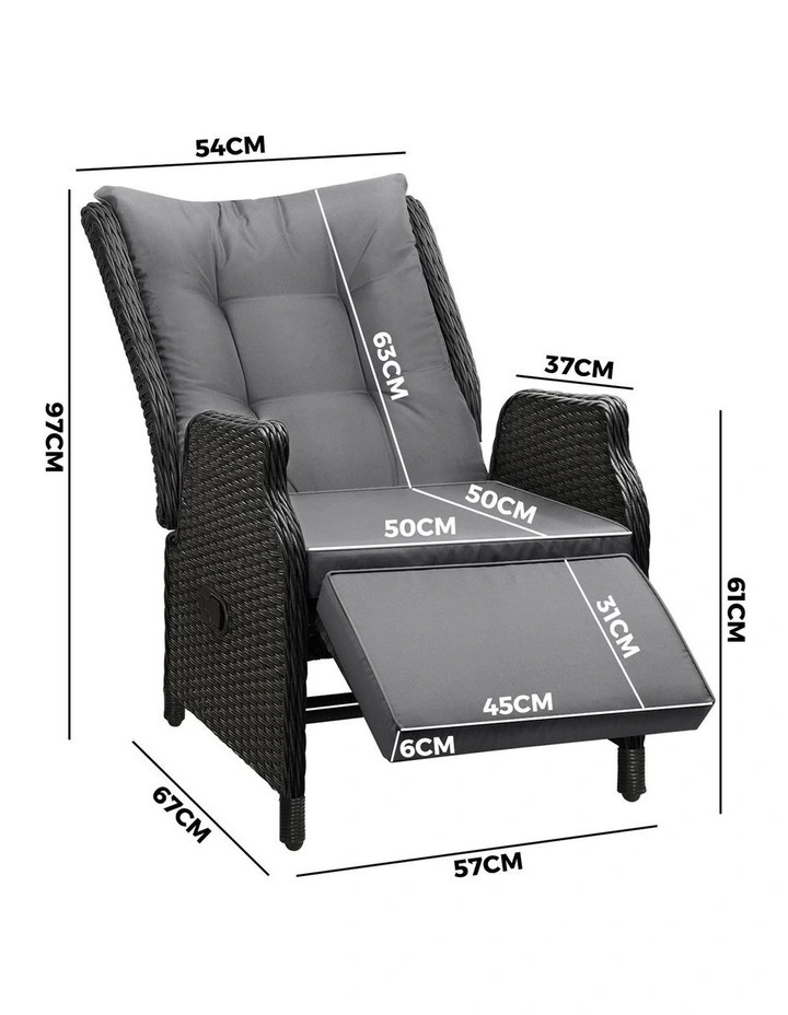 Livsip Outdoor Sun Lounge Garden Chairs Beach Chair Recliner Patio Furniture image 3