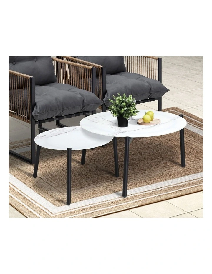 Livsip Outdoor Patio Setting Furniture White Coffee Table Set Rattan Chairs 6PCS image 6