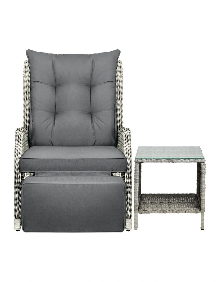 Livsip Outoodr Recliner Chair Sun Lounge & Table Set utdoor Furniture Patio Sofa image 2