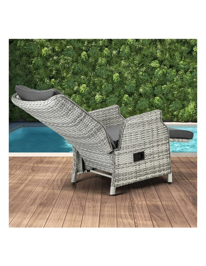 Livsip Outoodr Recliner Chair Sun Lounge & Table Set utdoor Furniture Patio Sofa image 6