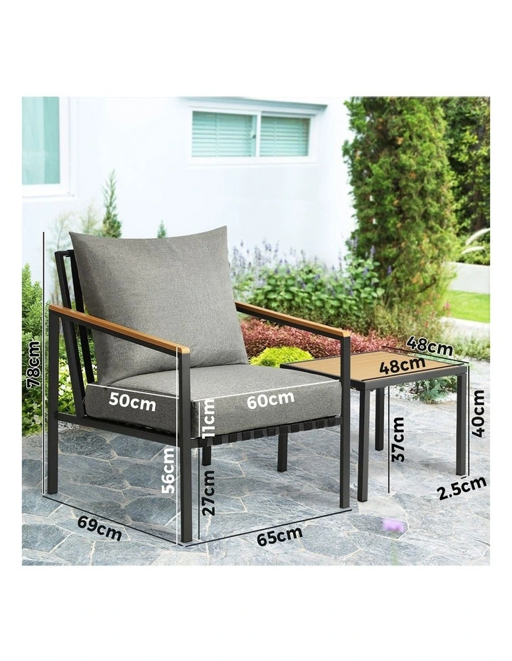 Livsip Outdoor Furniture 3 Piece Setting Garden Bistro Set Dining Chairs Patio image 3