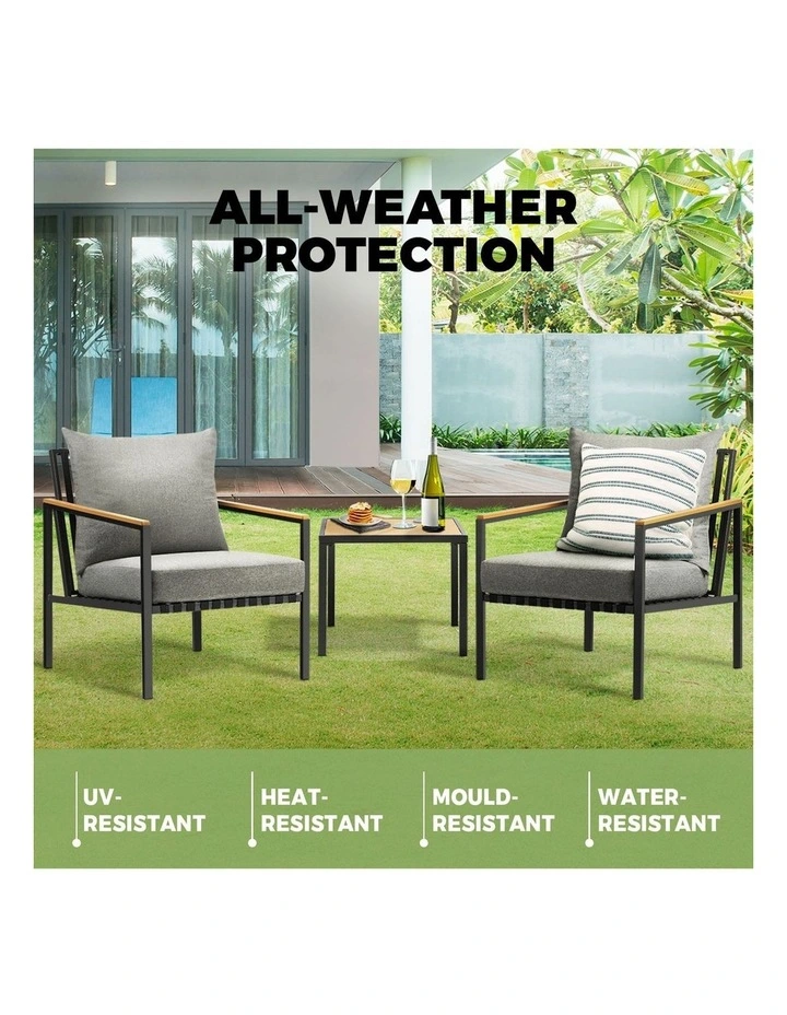 Livsip Outdoor Furniture 3 Piece Setting Garden Bistro Set Dining Chairs Patio image 5
