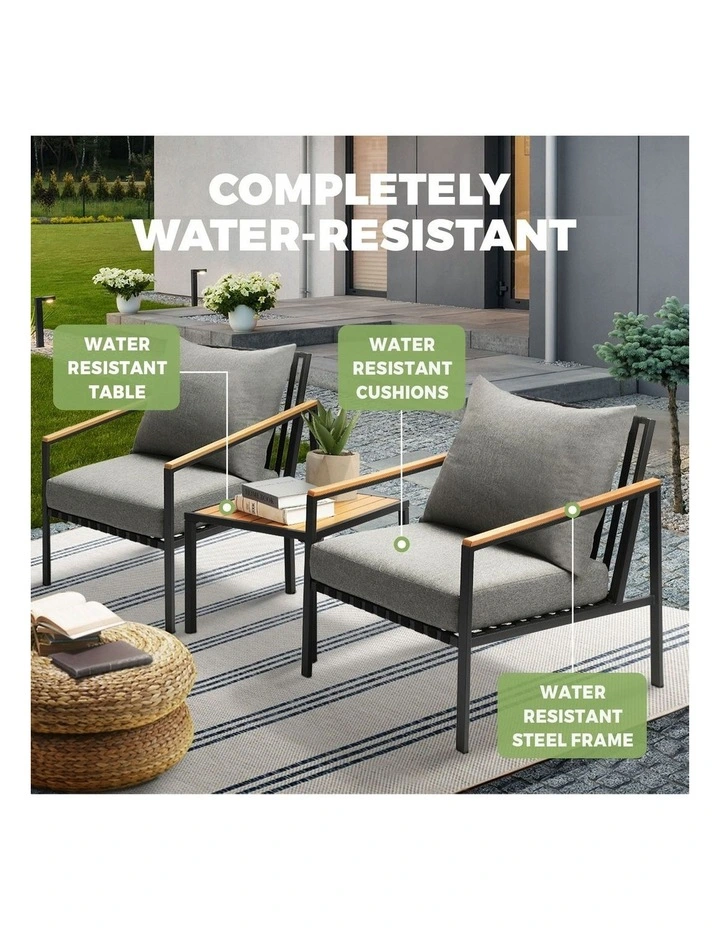 Livsip Outdoor Furniture 3 Piece Setting Garden Bistro Set Dining Chairs Patio image 6