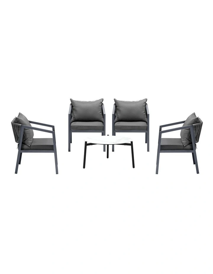 Livsip 5PCS Outdoor Patio Setting Furniture Lounge Set White 70cm Coffee Table image 2