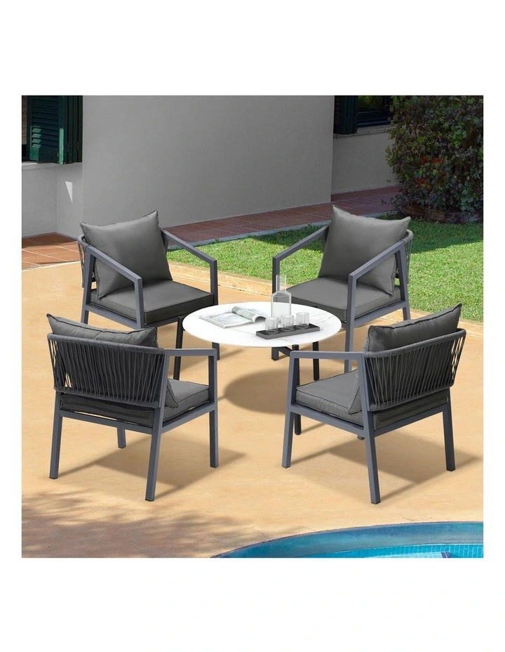 Livsip 5PCS Outdoor Patio Setting Furniture Lounge Set White 70cm Coffee Table image 4