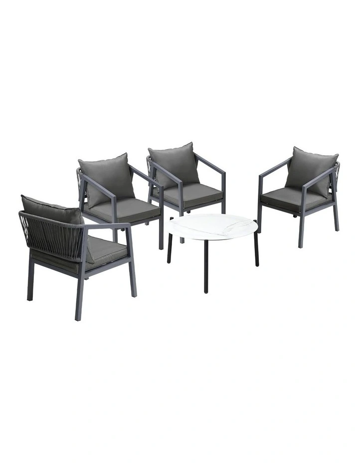 Livsip 5PCS Outdoor Patio Setting Furniture Lounge Set White 70cm Coffee Table image 5
