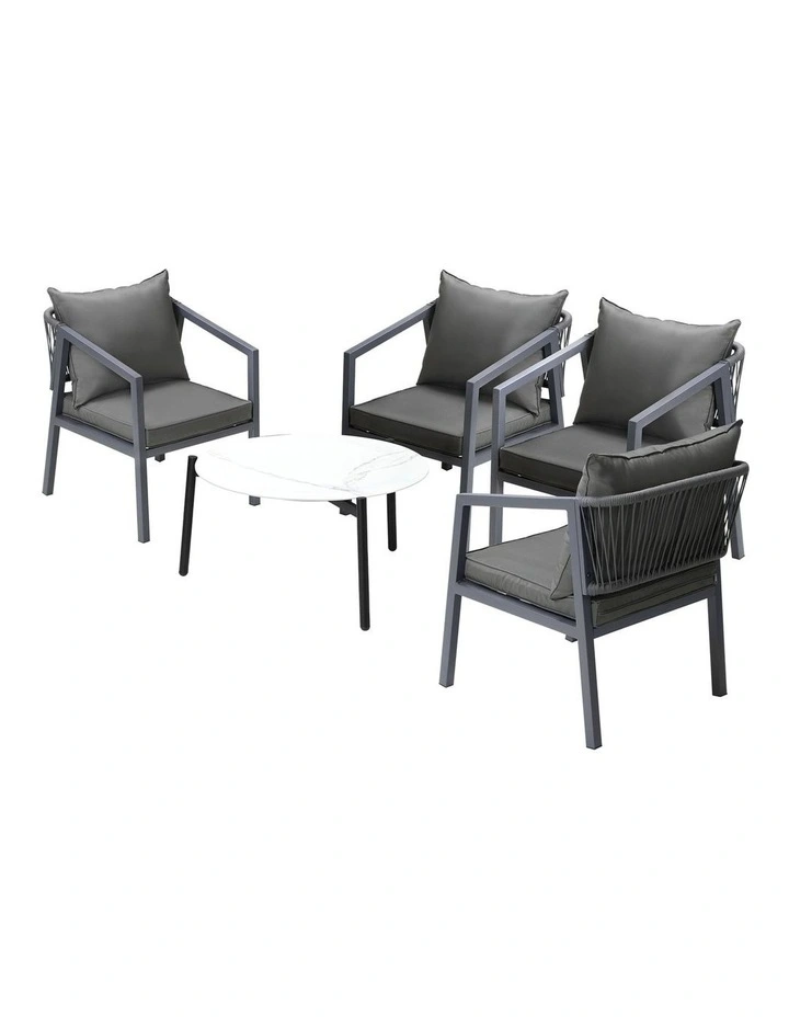 Livsip 5PCS Outdoor Patio Setting Furniture Lounge Set White 70cm Coffee Table image 7