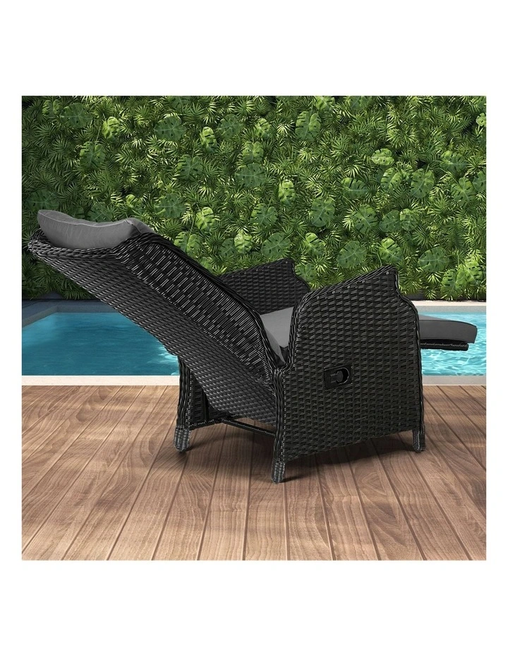 Livsip Sun Lounge Outdoor Recliner Chair &Table Outdoor Furniture Patio Set of 3 image 6