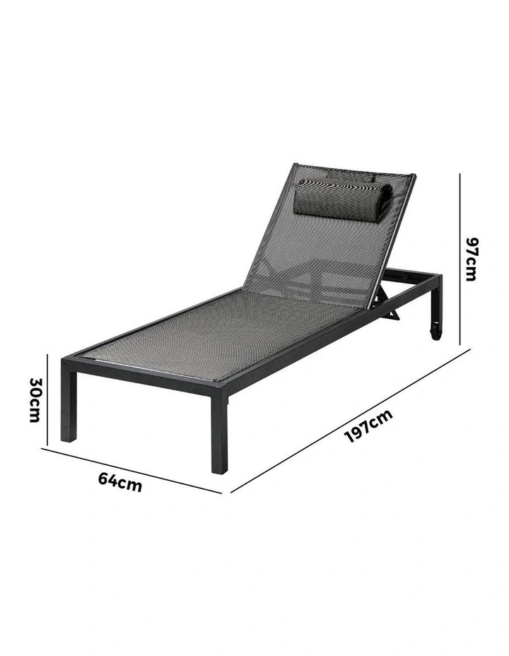 Livsip Sun Lounge Outdoor Lounger Chair Aluminium Day Bed Garden Patio Furniture image 3
