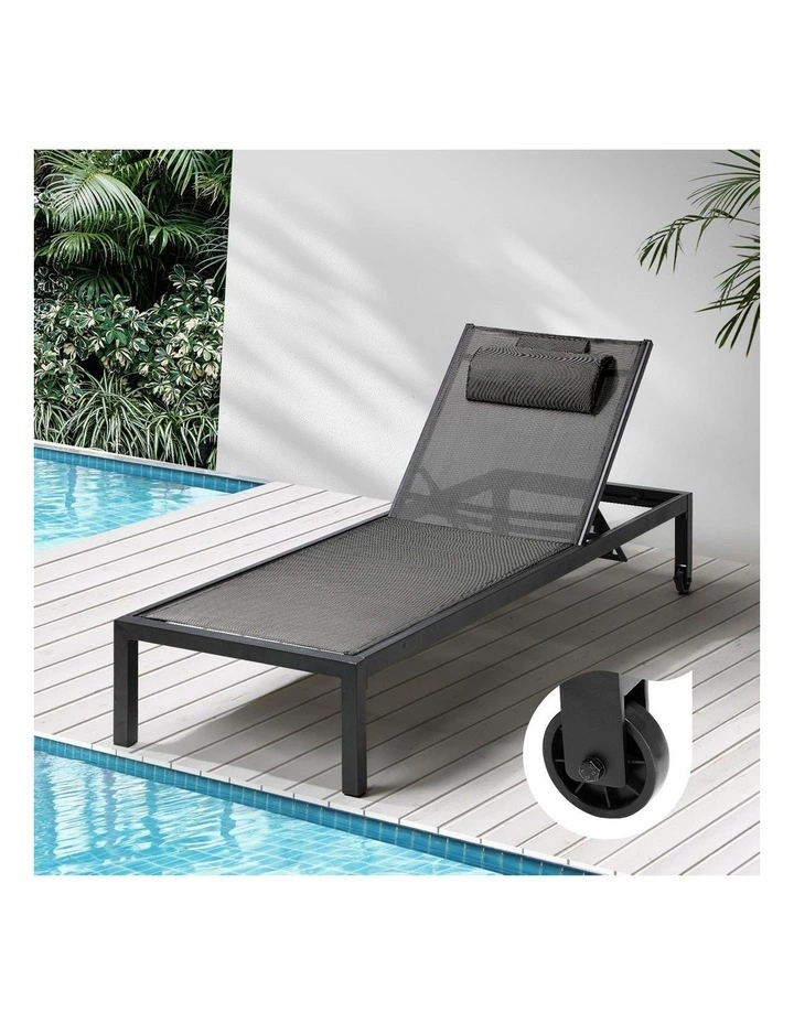 Livsip Sun Lounge Outdoor Lounger Chair Aluminium Day Bed Garden Patio Furniture image 4