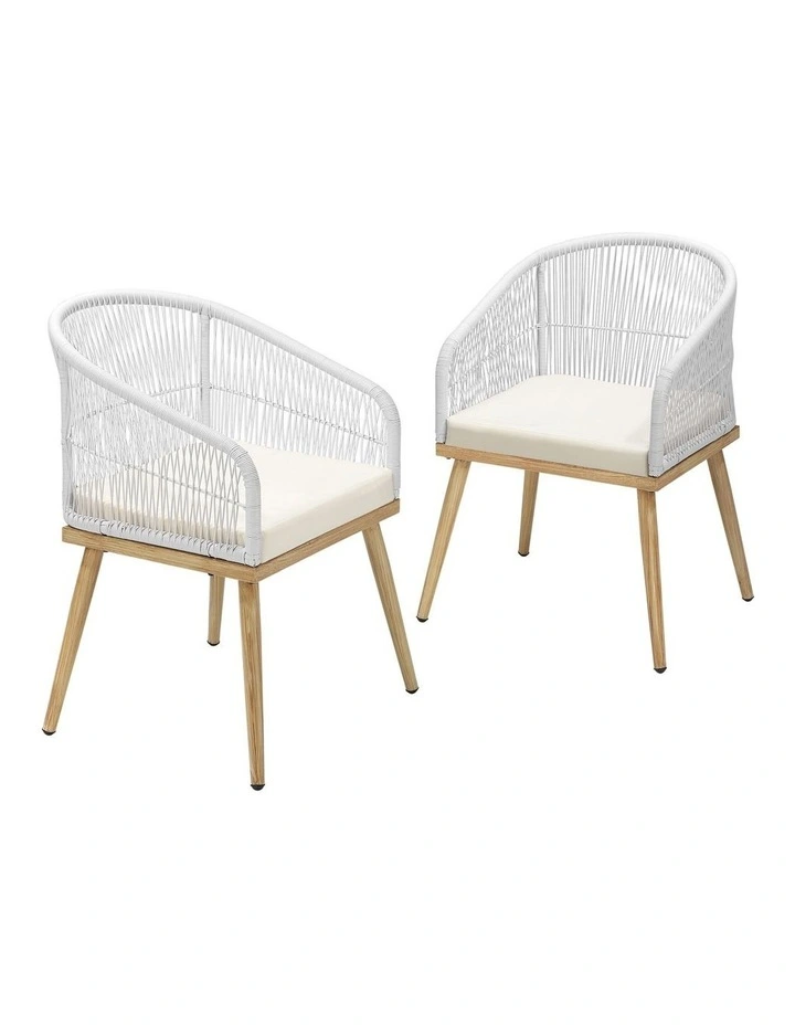Livsip Outdoor Furniture Lounge Setting Chairs 2x Bistro Patio Garden Set Beige image 1
