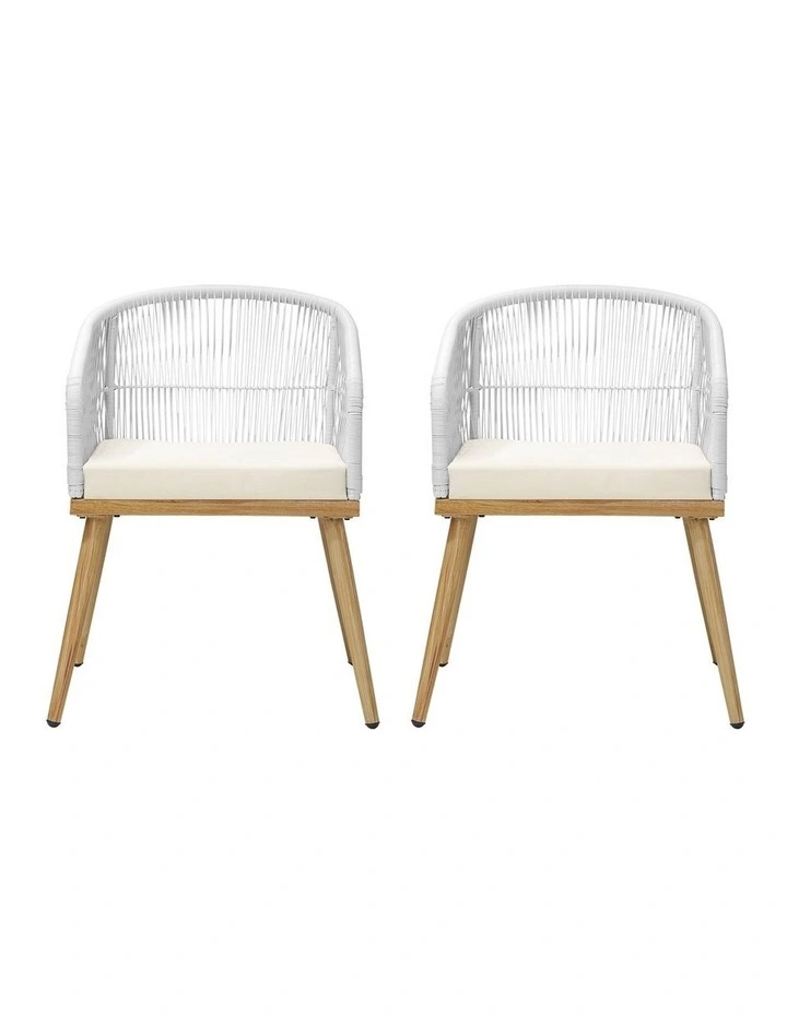 Livsip Outdoor Furniture Lounge Setting Chairs 2x Bistro Patio Garden Set Beige image 2