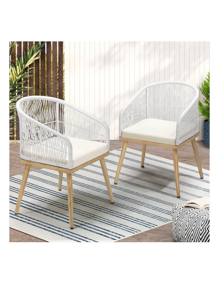 Livsip Outdoor Furniture Lounge Setting Chairs 2x Bistro Patio Garden Set Beige image 4