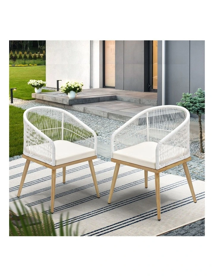 Livsip Outdoor Furniture Lounge Setting Chairs 2x Bistro Patio Garden Set Beige image 5
