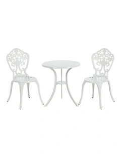 Livsip 3 Piece Outdoor Patio Set Bistro Setting Garden Furniture White